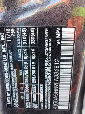 4JGDA5HB9EA336812 - 2014 MERCEDES-BENZ ML 350 4MATIC CHARCOAL photo 13