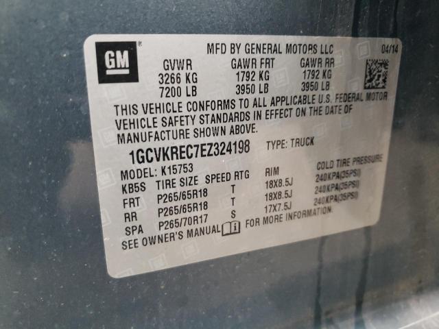 1GCVKREC7EZ324198 - 2014 CHEVROLET SILVERADO K1500 LT CHARCOAL photo 13