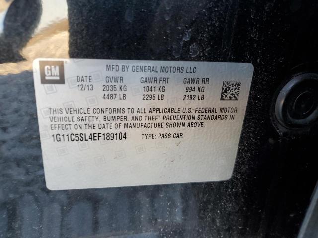 1G11C5SL4EF189104 - 2014 CHEVROLET MALIBU 1LT BLACK photo 12