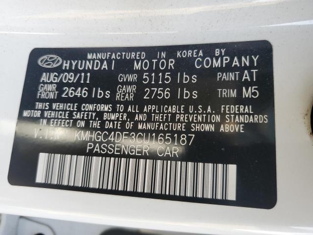 KMHGC4DF3CU165187 - 2012 HYUNDAI GENESIS 4.6L WHITE photo 12