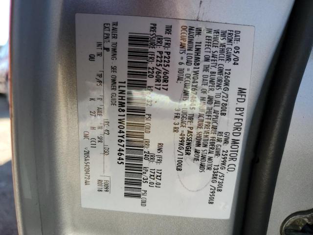 1LNHM81W04Y674645 - 2004 LINCOLN TOWN CAR EXECUTIVE SILVER photo 12