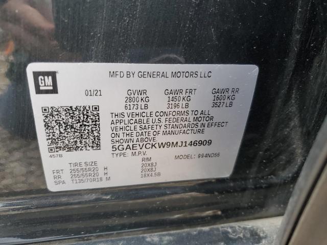 5GAEVCKW9MJ146909 - 2021 BUICK ENCLAVE AVENIR შავი ფოტო 13