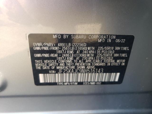 JF2SKAJC9NH516143 - 2022 SUBARU FORESTER SPORT SILVER photo 13