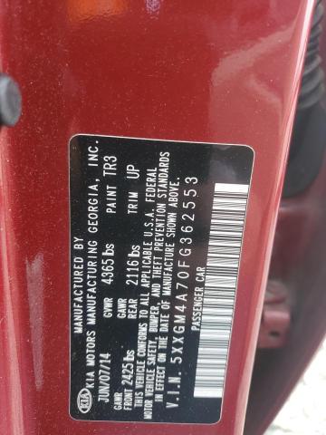 5XXGM4A70FG362553 - 2015 KIA OPTIMA LX RED photo 12