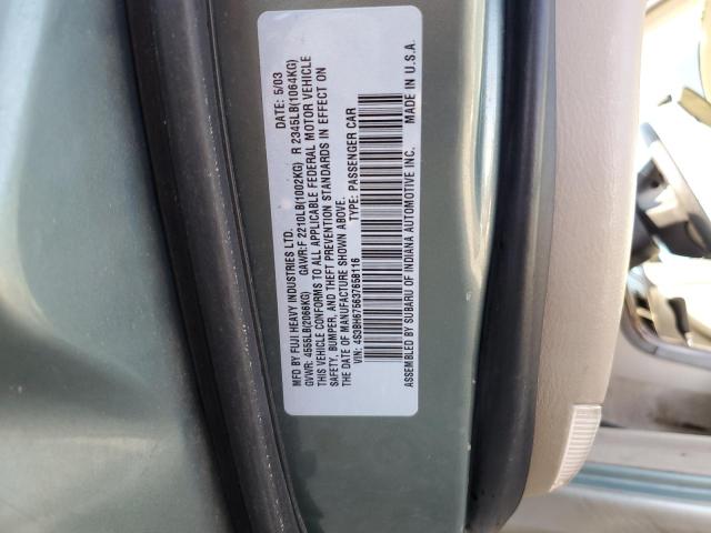 4S3BH675637658116 - 2003 SUBARU LEGACY OUTBACK AWP 绿色 照片 12