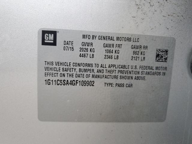 1G11C5SA4GF109902 - 2016 CHEVROLET MALIBU LIM LT 银色 照片 12