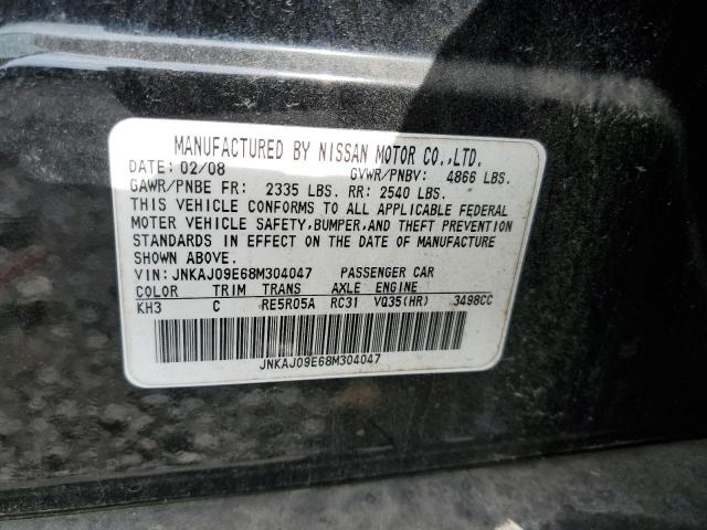 JNKAJ09E68M304047 - 2008 INFINITI EX35 BASE BLACK photo 12