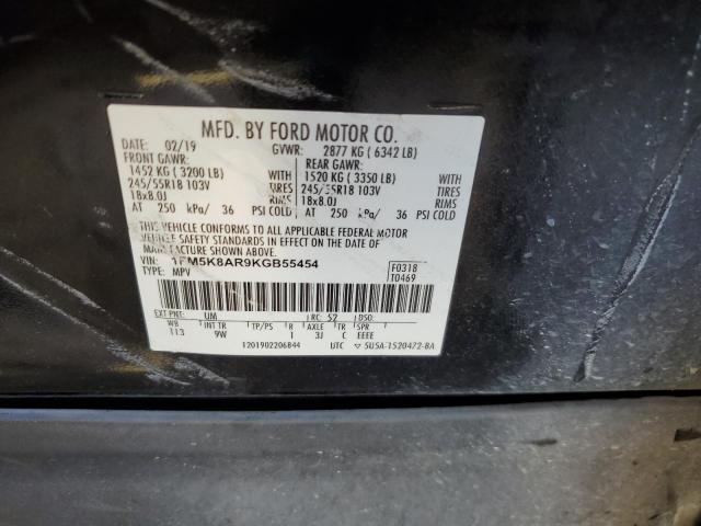 1FM5K8AR9KGB55454 - 2019 FORD EXPLORER POLICE INTERCEPTOR BLACK photo 12