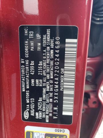 5XXGM4A72DG244680 - 2013 KIA OPTIMA LX RED photo 12