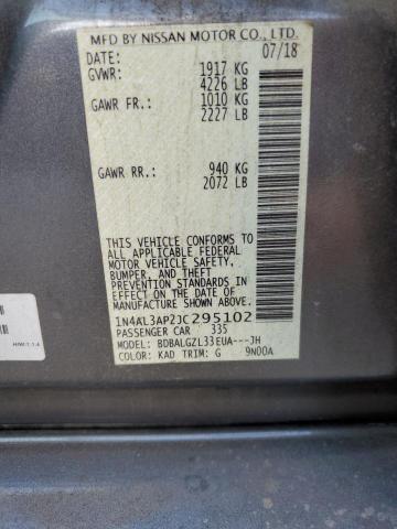 1N4AL3AP2JC295102 - 2018 NISSAN ALTIMA 2.5 GRAY photo 13