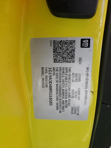 1G1YA3D48R5116585 - 2024 CHEVROLET CORVETTE STINGRAY 1LT YELLOW photo 13