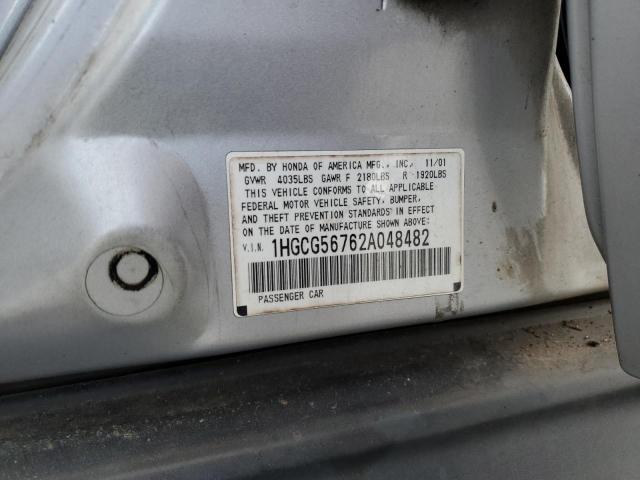 1HGCG56762A048482 - 2002 HONDA ACCORD SE SILVER photo 12