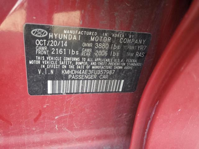 KMHDH4AE3FU357987 - 2015 HYUNDAI ELANTRA SE RED photo 12