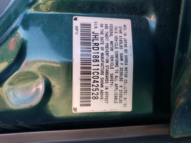 JHLRD18611C042528 - 2001 HONDA CR-V EX GREEN photo 13