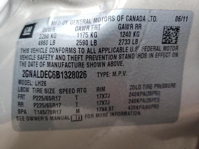 2GNALDEC6B1328026 - 2011 CHEVROLET EQUINOX LT BEIGE photo 13