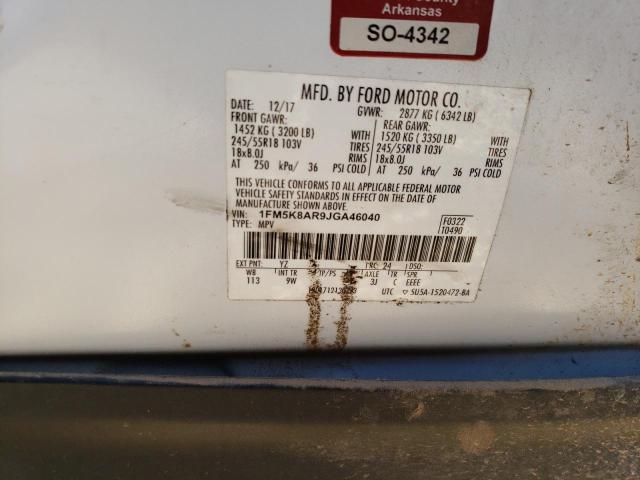 1FM5K8AR9JGA46040 - 2018 FORD EXPLORER POLICE INTERCEPTOR 白色 照片 14