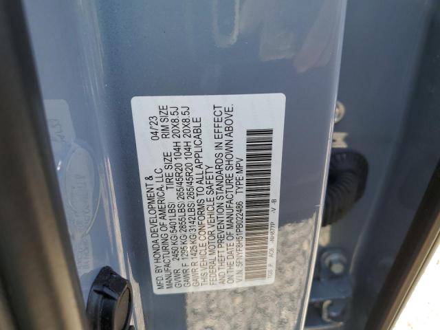 5FNYF8H51PB022486 - 2023 HONDA PASSPORT EXL GRAY photo 13