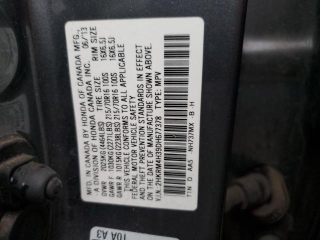 2HKRM4H39DH677378 - 2013 HONDA CR-V LX GRAY photo 13