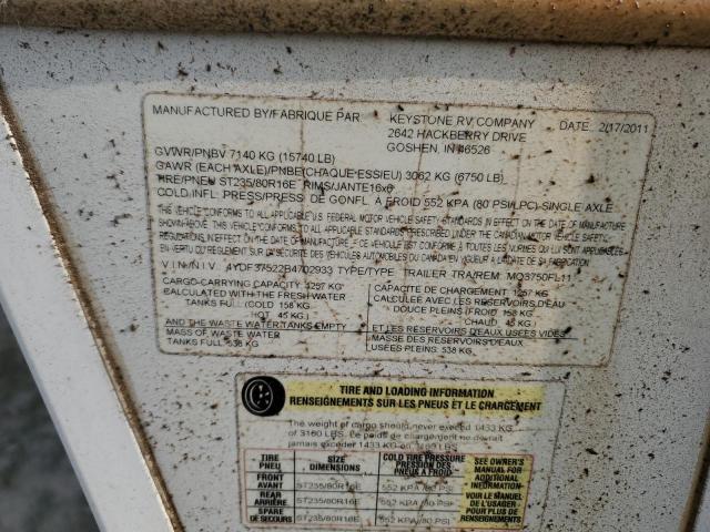 4YDF37522B4702933 - 2011 KEYSTONE MONTANA 白色 照片 10