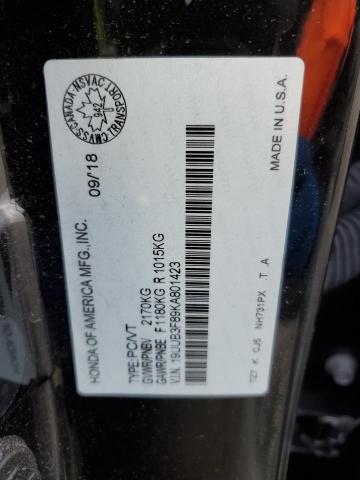 19UUB3F89KA801423 - 2019 ACURA TLX ADVANCE BLACK photo 12