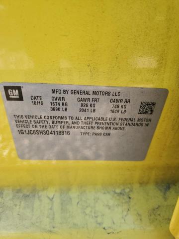 1G1JC6SH3G4118816 - 2016 CHEVROLET SONIC LT YELLOW photo 12