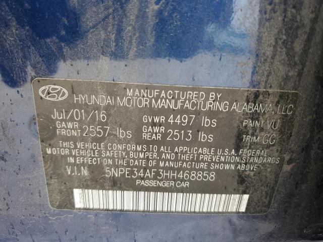 5NPE34AF3HH468858 - 2017 HYUNDAI SONATA SPORT BLUE photo 12