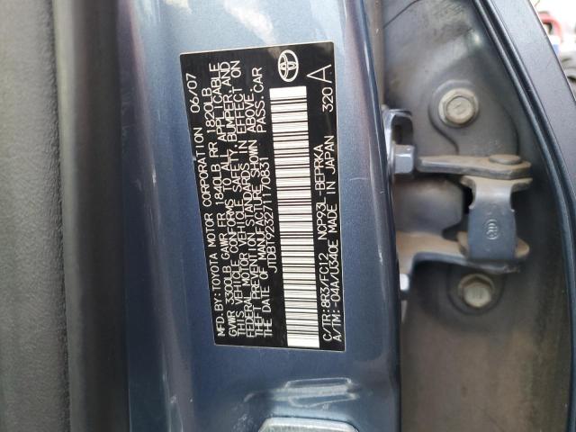 JTDBT923271170831 - 2007 TOYOTA YARIS BLUE photo 12