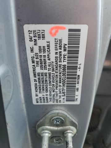 5J6TF1H50CL003866 - 2012 HONDA CROSSTOUR EXL SILVER photo 13