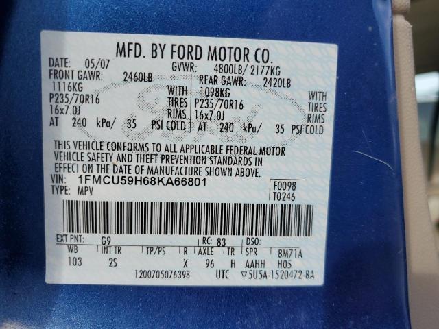 1FMCU59H68KA66801 - 2008 FORD ESCAPE HEV BLUE photo 12