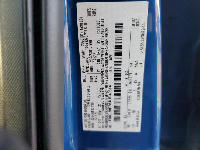 1FMCU0F78JUD40864 - 2018 FORD ESCAPE S BLUE photo 12