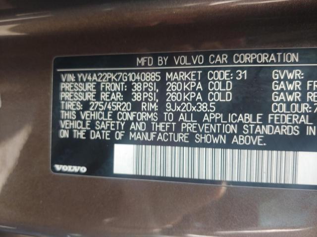 YV4A22PK7G1040885 - 2016 VOLVO XC90 T6 BROWN photo 10