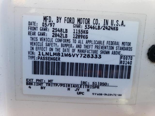 1LNLM81W6VY728333 - 1997 LINCOLN TOWN CAR EXECUTIVE WHITE photo 12