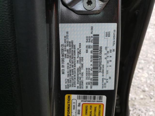 3FA6P0HD2GR106866 - 2016 FORD FUSION SE GRAY photo 12