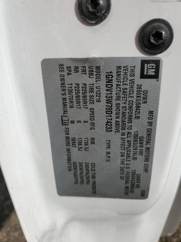 1GNDV13W78D174233 - 2008 CHEVROLET UPLANDER თეთრი ფოტო 13