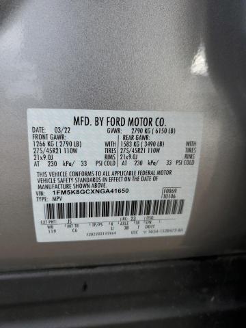 1FM5K8GCXNGA41650 - 2022 FORD EXPLORER ST SILVER photo 13