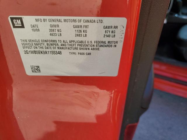 2G1WB5EK9A1155348 - 2010 CHEVROLET IMPALA LT RED photo 12