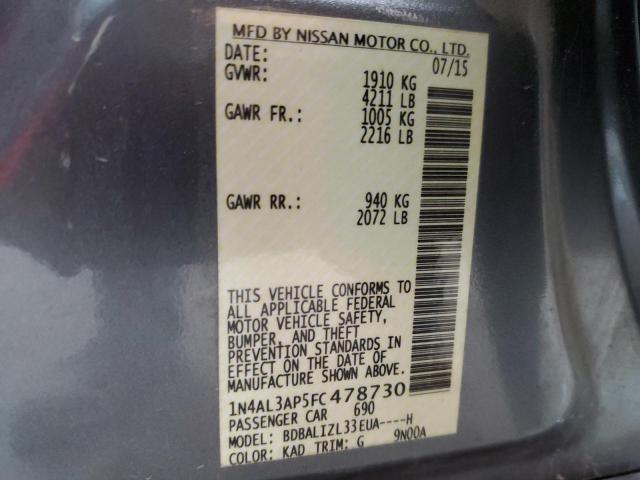 1N4AL3AP5FC478730 - 2015 NISSAN ALTIMA 2.5 GRAY photo 12