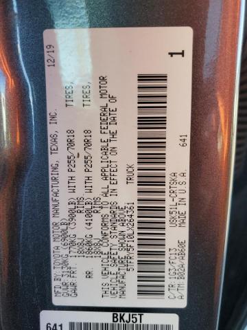 5TFRY5F10LX264361 - 2020 TOYOTA TUNDRA DOUBLE CAB SR/SR5 GRAY photo 12