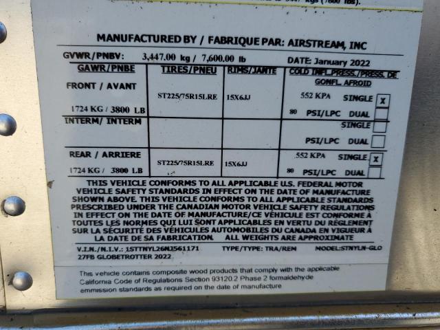 1STTNYL26NJ561171 - 2022 AIRS TRAVEL TRA ორფეროვანი ფოტო 10