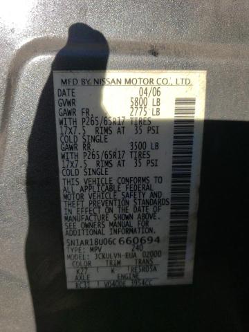 5N1AR18U06C660694 - 2006 NISSAN PATHFINDER LE GRAY photo 13