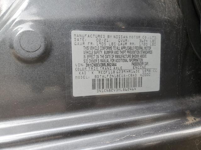 3N1CN8EV3ML862464 - 2021 NISSAN VERSA SV GRAY photo 12