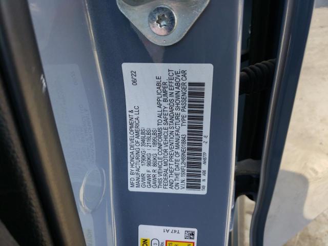 19XFL2H89NE018843 - 2022 HONDA CIVIC SPORT ნაცრისფერი ფოტო 12