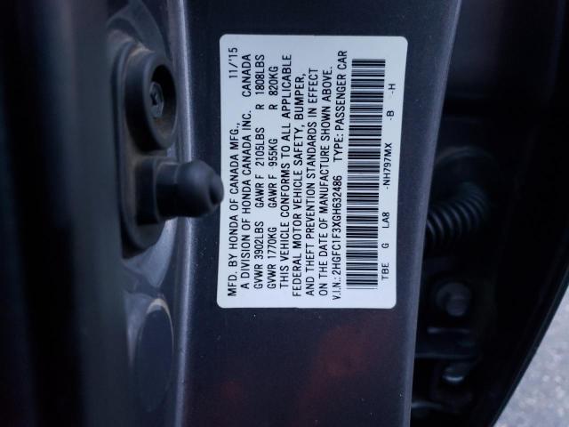 2HGFC1F3XGH632486 - 2016 HONDA CIVIC EX GRAY photo 12