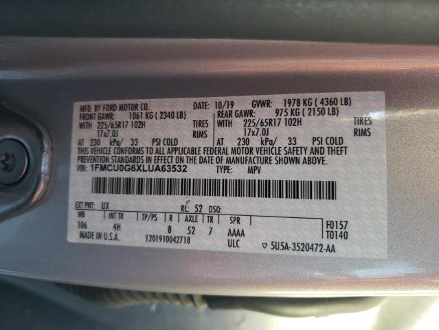 1FMCU0G6XLUA63532 - 2020 FORD ESCAPE SE SILVER photo 14