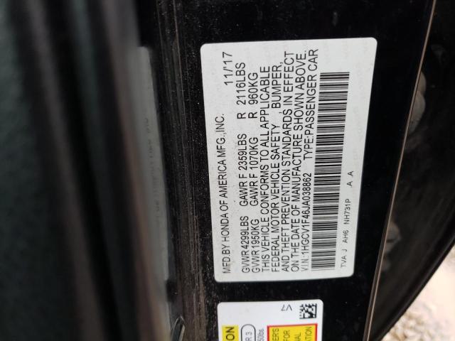 1HGCV1F46JA038862 - 2018 HONDA ACCORD EX BLACK photo 12