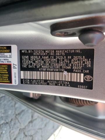 4T1BF1FK8FU981780 - 2015 TOYOTA CAMRY LE SILVER photo 12