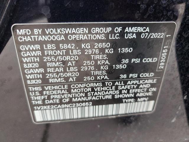 1V2KE2CA9NC230652 - 2022 VOLKSWAGEN ATLAS CROS SE BLACK photo 13