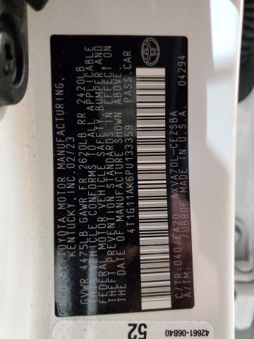 4T1G11AK6PU133359 - 2023 TOYOTA CAMRY SE NIGHT SHADE WHITE photo 13