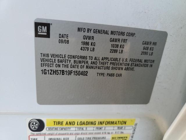 1G1ZH57B19F150402 - 2009 CHEVROLET MALIBU 1LT WHITE photo 12