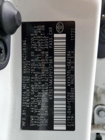 4T1G11AK4PU137961 - 2023 TOYOTA CAMRY SE NIGHT SHADE WHITE photo 12